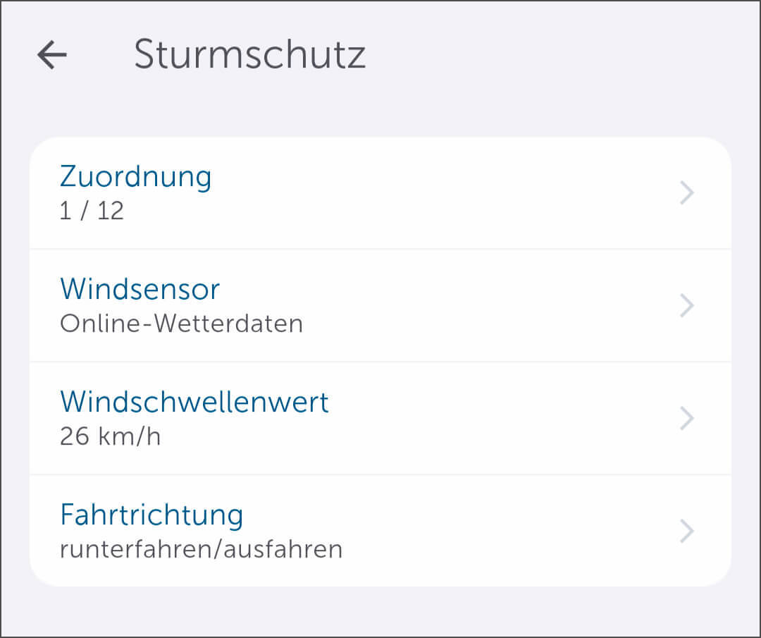 Sturmschutzfunktion in der Homematic IP App